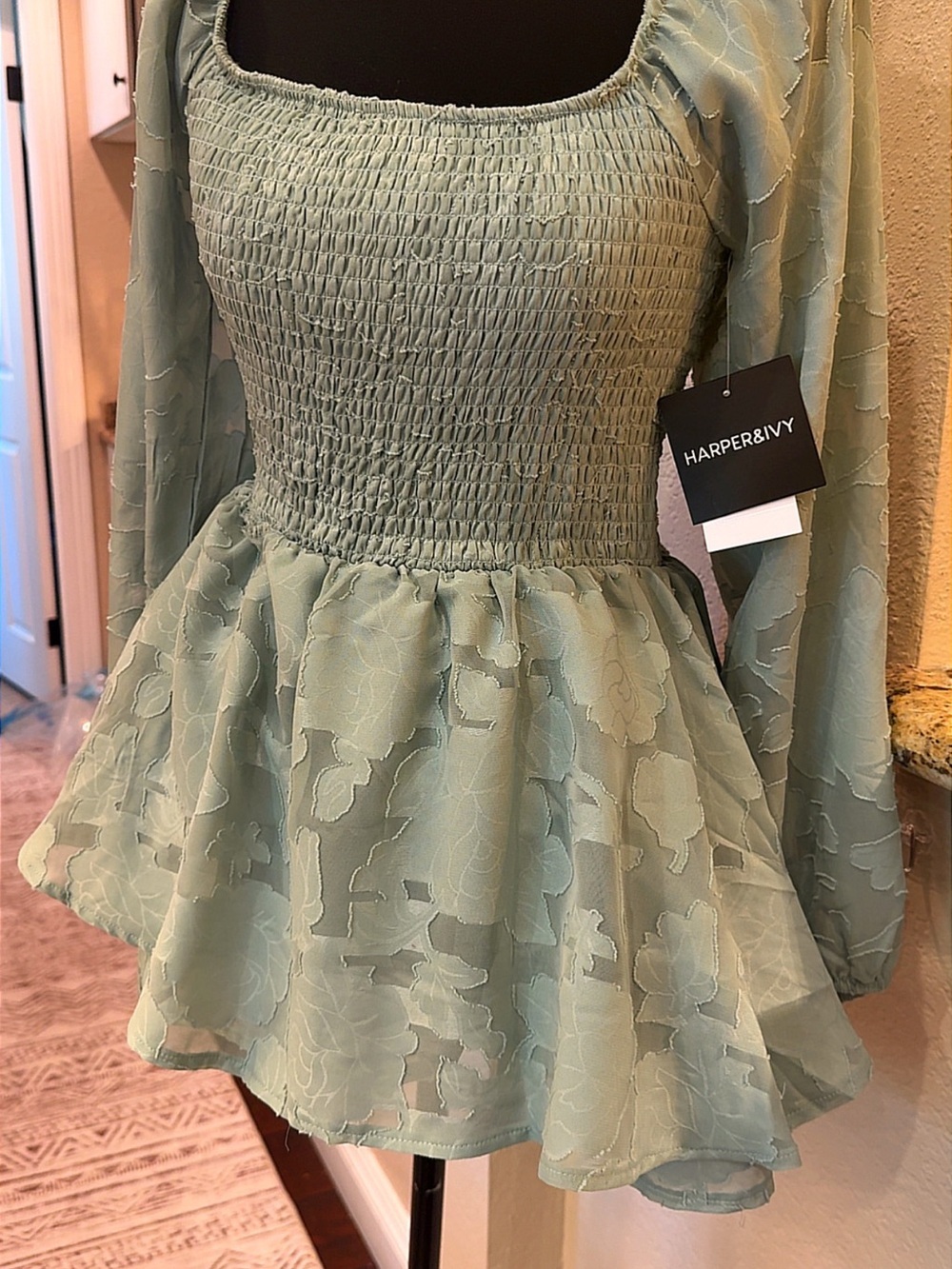 Harper & Ivy Light Sage Textured Dress Skort
